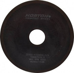 Norton - 6" Diam x 1-1/4" Hole x 1/16" Thick, 100 Grit Surface Grinding Wheel - Diamond, Type 1A1, Fine Grade, Resinoid Bond - Benchmark Tooling