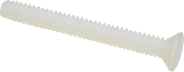 Made in USA - #4-40 UNC, 1" OAL Slotted Drive Machine Screw - Flat Head, Grade 6/6 Nylon, Uncoated, Without Washer - Benchmark Tooling