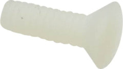 Made in USA - #8-32 UNC, 1/2" OAL Slotted Drive Machine Screw - Flat Head, Grade 6/6 Nylon, Uncoated, Without Washer - Benchmark Tooling