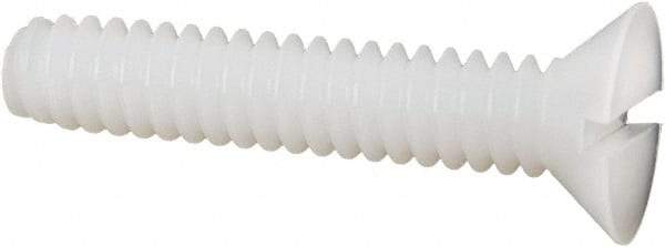 Made in USA - #10-24 UNC, 1" OAL Slotted Drive Machine Screw - Flat Head, Grade 6/6 Nylon, Uncoated, Without Washer - Benchmark Tooling