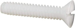 Made in USA - #10-24 UNC, 1" OAL Slotted Drive Machine Screw - Flat Head, Grade 6/6 Nylon, Uncoated, Without Washer - Benchmark Tooling