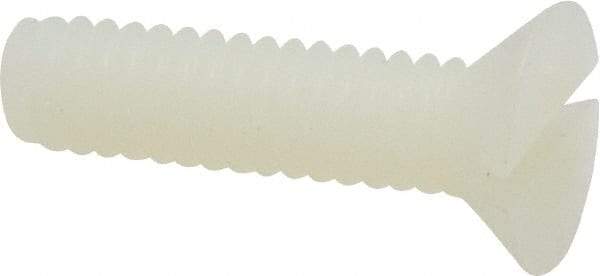 Made in USA - 1/4-20 UNC, 1" OAL Slotted Drive Machine Screw - Flat Head, Grade 6/6 Nylon, Uncoated, Without Washer - Benchmark Tooling