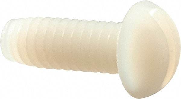 Made in USA - 1/4-20 UNC, 3/4" Length Under Head Slotted Drive Machine Screw - Round Head, Grade 6/6 Nylon, Uncoated, Without Washer - Benchmark Tooling