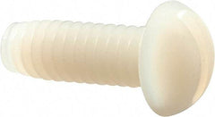 Made in USA - 1/4-20 UNC, 3/4" Length Under Head Slotted Drive Machine Screw - Round Head, Grade 6/6 Nylon, Uncoated, Without Washer - Benchmark Tooling