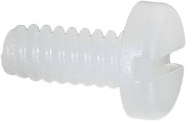 Made in USA - #6-32 UNC, 5/16" Length Under Head Slotted Drive Machine Screw - Pan Head, Grade 6/6 Nylon, Uncoated, Without Washer - Benchmark Tooling