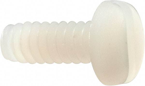 Made in USA - #6-32 UNC, 3/8" Length Under Head Slotted Drive Machine Screw - Pan Head, Grade 6/6 Nylon, Uncoated, Without Washer - Benchmark Tooling