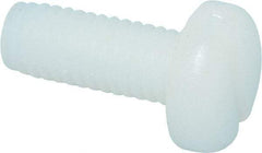 Made in USA - #10-32 UNF, 1/2" Length Under Head Slotted Drive Machine Screw - Pan Head, Grade 6/6 Nylon, Uncoated, Without Washer - Benchmark Tooling