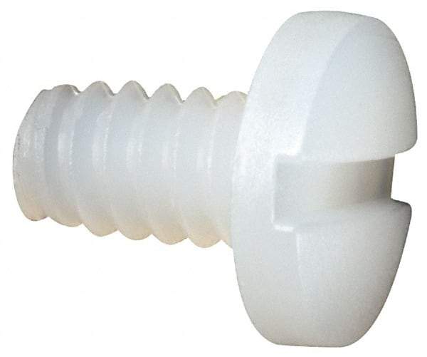 Made in USA - #6-32 UNC, 1/4" Length Under Head Slotted Drive Machine Screw - Binding Head, Grade 6/6 Nylon, Uncoated, Without Washer - Benchmark Tooling