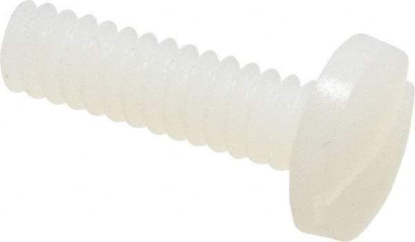 Made in USA - #6-32 UNC, 1/2" Length Under Head Slotted Drive Machine Screw - Binding Head, Grade 6/6 Nylon, Uncoated, Without Washer - Benchmark Tooling