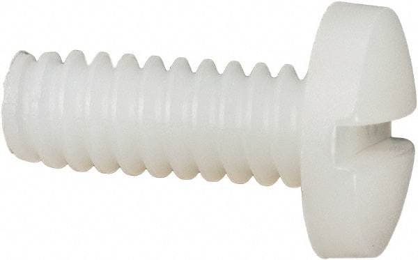 Made in USA - #10-24 UNC, 1/2" Length Under Head Slotted Drive Machine Screw - Binding Head, Grade 6/6 Nylon, Uncoated, Without Washer - Benchmark Tooling