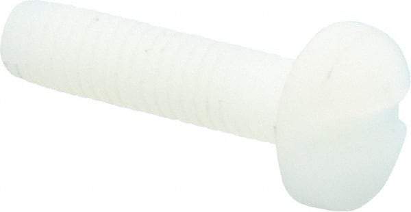 Made in USA - #10-32 UNF, 3/4" Length Under Head Slotted Drive Machine Screw - Binding Head, Grade 6/6 Nylon, Uncoated, Without Washer - Benchmark Tooling