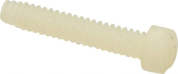 Made in USA - #6-32 UNC, 3/4" Length Under Head Slotted Drive Machine Screw - Fillister Head, Grade 6/6 Nylon, Uncoated, Without Washer - Benchmark Tooling
