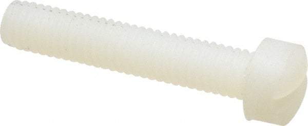 Made in USA - #10-32 UNF, 1" Length Under Head Slotted Drive Machine Screw - Fillister Head, Grade 6/6 Nylon, Uncoated, Without Washer - Benchmark Tooling