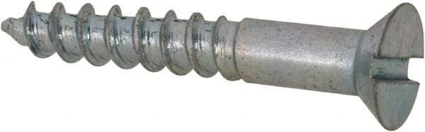 Value Collection - #3, 5/8" OAL, Slotted Drive, Flat Head Wood Screw - Zinc Plated Steel, Grade 2 - Benchmark Tooling