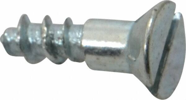 Value Collection - #12, 3/4" OAL, Slotted Drive, Flat Head Wood Screw - Zinc Plated Steel, Grade 2 - Benchmark Tooling