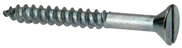 Value Collection - #12, 2" OAL, Slotted Drive, Flat Head Wood Screw - Zinc Plated Steel, Grade 2 - Benchmark Tooling