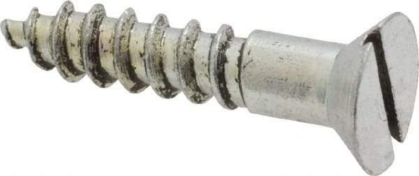 Value Collection - #14, 1-1/4" OAL, Slotted Drive, Flat Head Wood Screw - Zinc Plated Steel, Grade 2 - Benchmark Tooling