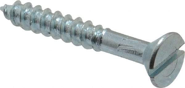 Value Collection - #14, 1-3/4" OAL, Slotted Drive, Flat Head Wood Screw - Zinc Plated Steel, Grade 2 - Benchmark Tooling