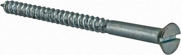 Value Collection - #14, 3-1/2" OAL, Slotted Drive, Flat Head Wood Screw - Zinc Plated Steel, Grade 2 - Benchmark Tooling