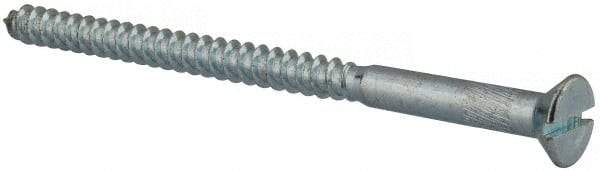 Value Collection - #14, 4" OAL, Slotted Drive, Flat Head Wood Screw - Zinc Plated Steel, Grade 2 - Benchmark Tooling