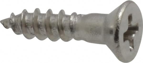 Value Collection - #4, 1/2" OAL, Phillips Drive, Flat Head Wood Screw - Stainless Steel, Grade 18-8 - Benchmark Tooling