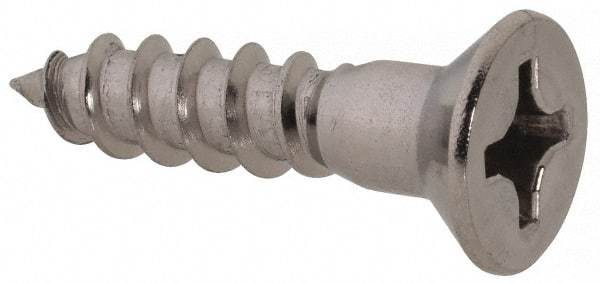 Value Collection - #12, 1" OAL, Phillips Drive, Flat Head Wood Screw - Stainless Steel, Grade 18-8 - Benchmark Tooling