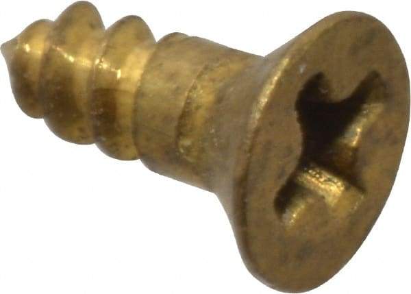 Value Collection - #2, 1/4" OAL, Phillips Drive, Flat Head Wood Screw - Brass - Benchmark Tooling
