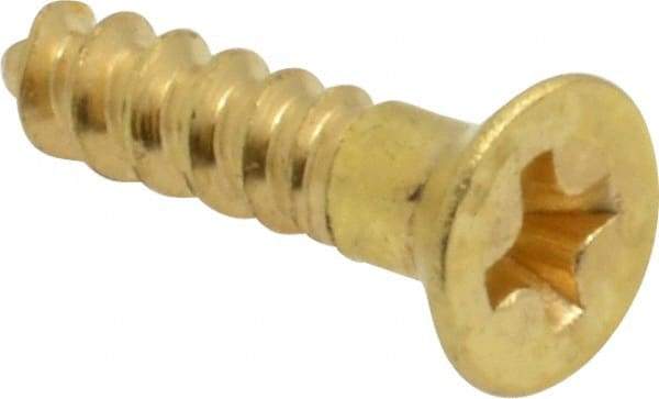 Value Collection - #5, 5/8" OAL, Phillips Drive, Flat Head Wood Screw - Brass - Benchmark Tooling