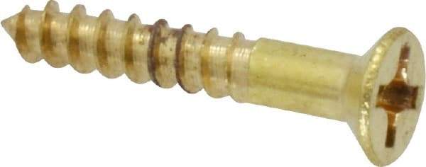 Value Collection - #5, 3/4" OAL, Phillips Drive, Flat Head Wood Screw - Brass - Benchmark Tooling