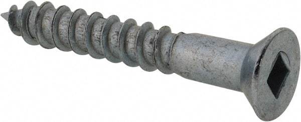 Value Collection - #12, 1-1/2" OAL, Square Drive, Flat Head Wood Screw - Zinc Plated Steel, Grade 2 - Benchmark Tooling