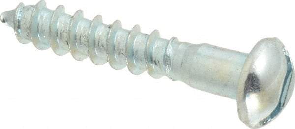 Value Collection - #12, 1-1/4" Length Under Head, Slotted Drive, Round Head Wood Screw - Zinc Plated Steel, Grade 2 - Benchmark Tooling