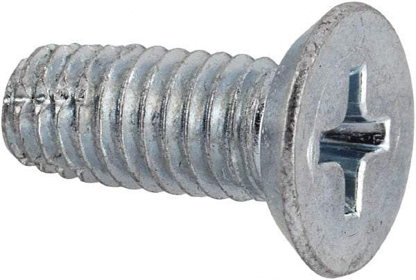 Value Collection - #10-32 UNF Thread, 1/2" OAL, Phillips Drive Steel Thread Cutting Screw - Flat Head, Grade 2, Point Type F, Zinc-Plated Finish - Benchmark Tooling