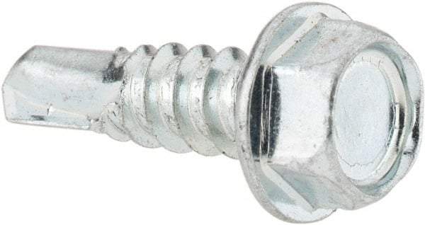 Value Collection - #12, Hex Washer Head, Hex Drive, 3/4" Length Under Head, #3 Point, Self Drilling Screw - Steel, Zinc-Plated Finish - Benchmark Tooling
