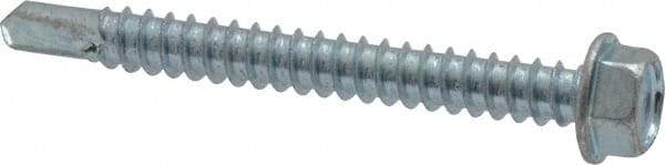 Value Collection - #12, Hex Washer Head, Hex Drive, 2" Length Under Head, #3 Point, Self Drilling Screw - Steel, Zinc-Plated Finish - Benchmark Tooling
