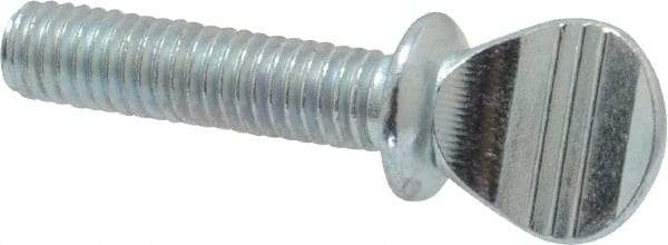Value Collection - #10-32 Oval Shoulder Grade 2 Steel Thumb Screw - 3/4" OAL, Zinc-Plated Finish - Benchmark Tooling