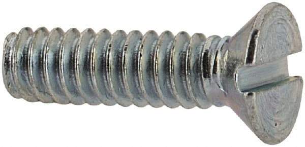 Value Collection - #3-48 UNC, 3/8" OAL Slotted Drive Machine Screw - Flat Head, Grade 2 Steel, Zinc-Plated Finish, Without Washer - Benchmark Tooling