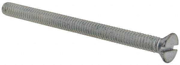 Value Collection - #8-32 UNC, 2-1/4" OAL Slotted Drive Machine Screw - Flat Head, Grade 2 Steel, Zinc-Plated Finish, Without Washer - Benchmark Tooling