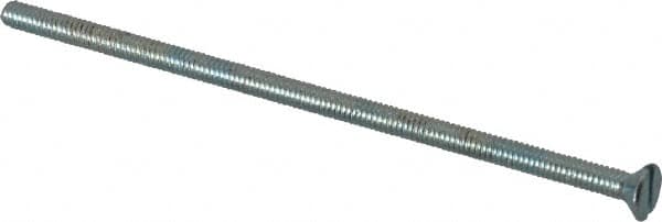 Value Collection - #8-32 UNC, 4" OAL Slotted Drive Machine Screw - Flat Head, Grade 2 Steel, Zinc-Plated Finish, Without Washer - Benchmark Tooling