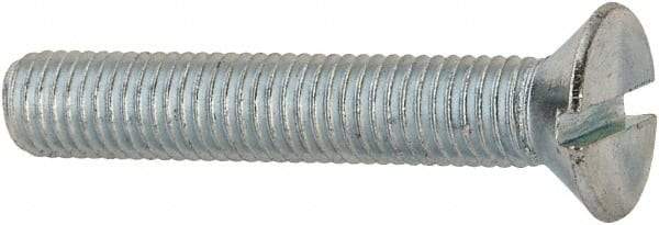 Value Collection - 1/4-28 UNF, 1-1/2" OAL Slotted Drive Machine Screw - Flat Head, Grade J82 Steel, Zinc-Plated Finish, Without Washer - Benchmark Tooling