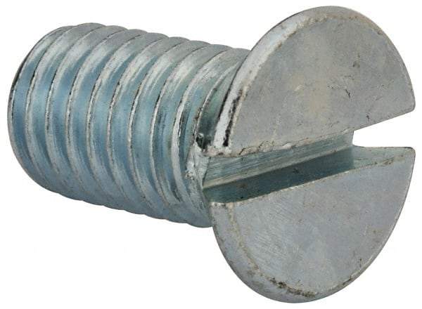 Value Collection - 1/2-13 UNC, 1" OAL Slotted Drive Machine Screw - Flat Head, Grade 2 Steel, Zinc-Plated Finish, Without Washer - Benchmark Tooling