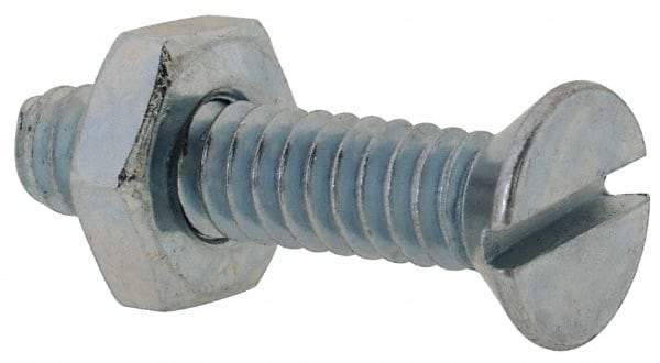 Value Collection - #10-24 UNC, 7/8" OAL Slotted Drive Machine Screw - Flat Head, Grade 2 Steel, Zinc-Plated Finish, Without Washer - Benchmark Tooling