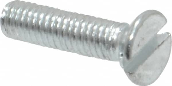 Value Collection - M3x0.50, 12mm OAL Slotted Drive Machine Screw - Flat Head, Grade 4.8 Steel, Zinc-Plated Finish, Without Washer - Benchmark Tooling