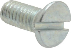 Value Collection - M4x0.70, 10mm OAL Slotted Drive Machine Screw - Flat Head, Grade 4.8 Steel, Zinc-Plated Finish, Without Washer - Benchmark Tooling