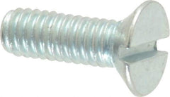 Value Collection - M4x0.70, 12mm OAL Slotted Drive Machine Screw - Flat Head, Grade 4.8 Steel, Zinc-Plated Finish, Without Washer - Benchmark Tooling