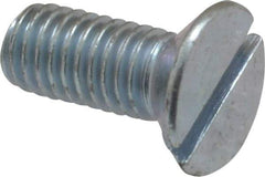 Value Collection - M5x0.80, 12mm OAL Slotted Drive Machine Screw - Flat Head, Grade 4.8 Steel, Zinc-Plated Finish, Without Washer - Benchmark Tooling