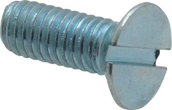 Value Collection - M6x1.00, 16mm OAL Slotted Drive Machine Screw - Flat Head, Grade 4.8 Steel, Zinc-Plated Finish, Without Washer - Benchmark Tooling