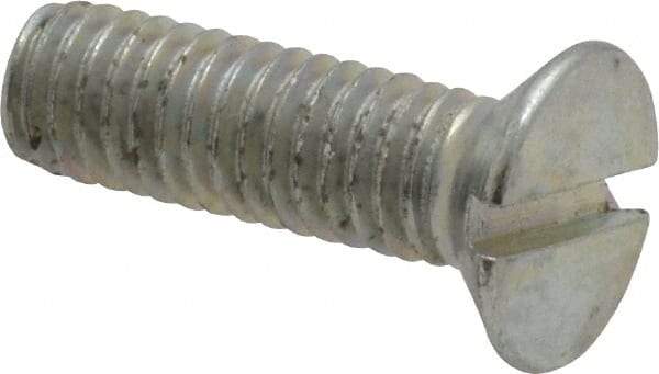 Value Collection - M6x1.00, 20mm OAL Slotted Drive Machine Screw - Flat Head, Grade 4.8 Steel, Zinc-Plated Finish, Without Washer - Benchmark Tooling