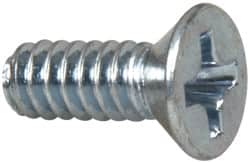 Value Collection - #6-32 UNC, 3/8" OAL Phillips Drive Machine Screw - Flat Head, Grade 2 Steel, Zinc-Plated Finish, Without Washer - Benchmark Tooling