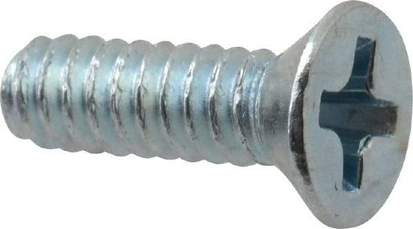 Value Collection - #6-32 UNC, 7/16" OAL Phillips Drive Machine Screw - Flat Head, Grade J82 Steel, Zinc-Plated Finish, Without Washer - Benchmark Tooling