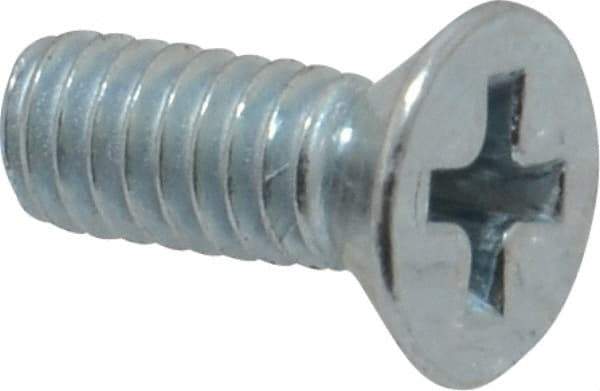 Value Collection - #8-32 UNC, 7/16" OAL Phillips Drive Machine Screw - Flat Head, Grade 2 Steel, Zinc-Plated Finish, Without Washer - Benchmark Tooling